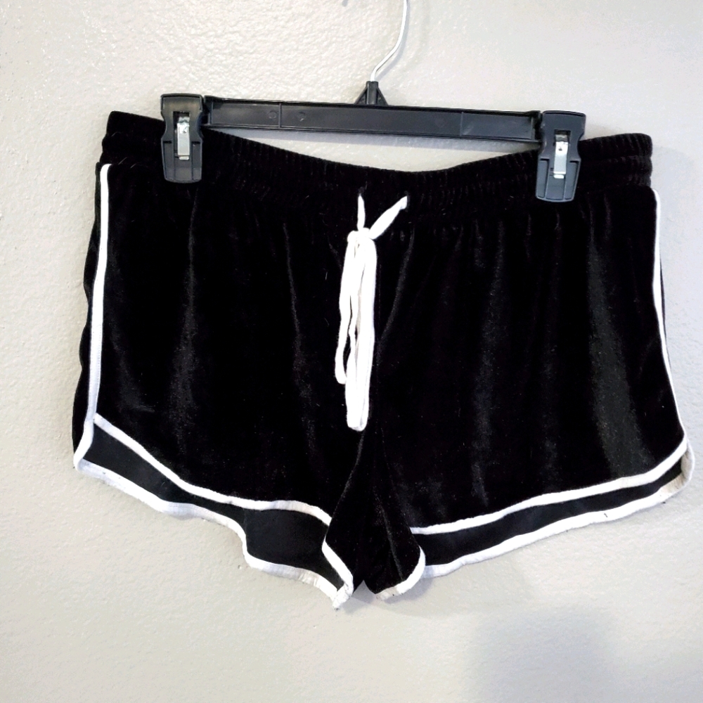 Large velvety black shorts